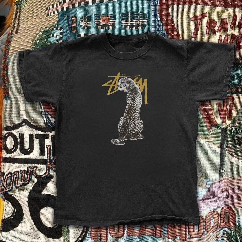 Gildan Stussy Black Cheetah Tee